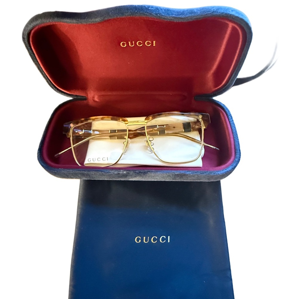 Gucci Gold Frame Glasses with Case